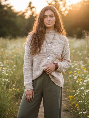 NEW LC Peach Rust L Ombre Sweater Lauren Conrad L Boho Cottage Chic Comfy Cozy